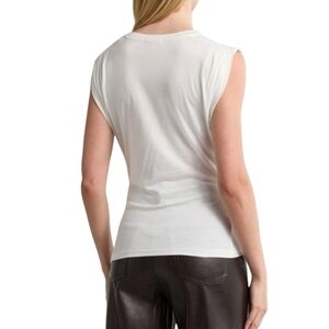 rag & bone The Jersey Pleat Tank Pleated Shirred Lightweight Fitted Ivory M NWT